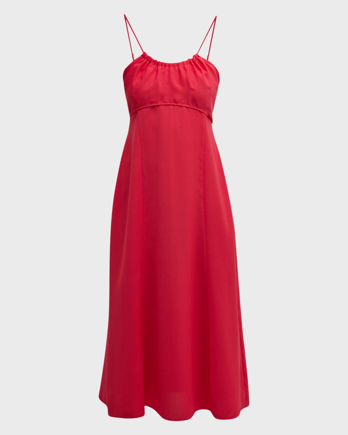 Shop Emporio Armani Sleeveless Scoop-neck Crepe Midi Dress In Strawberry Red