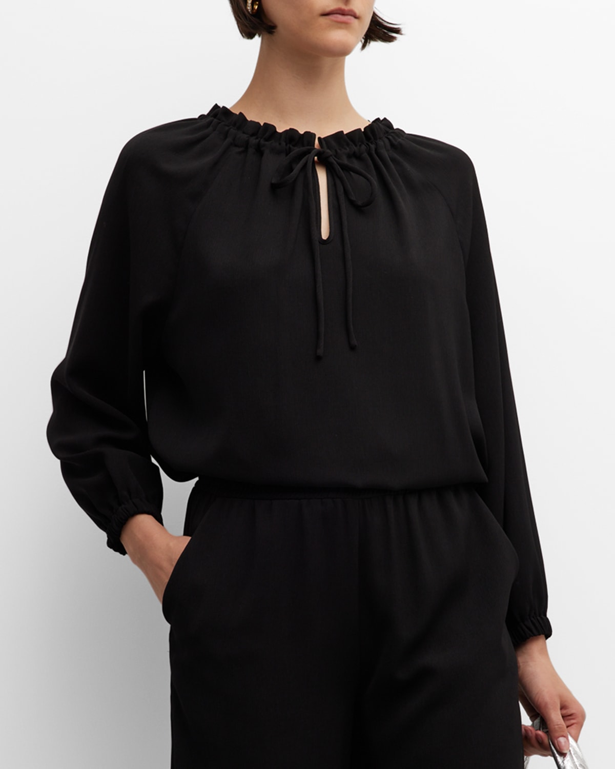 Emporio Armani Woman Top Black Size 10 Polyester In Black