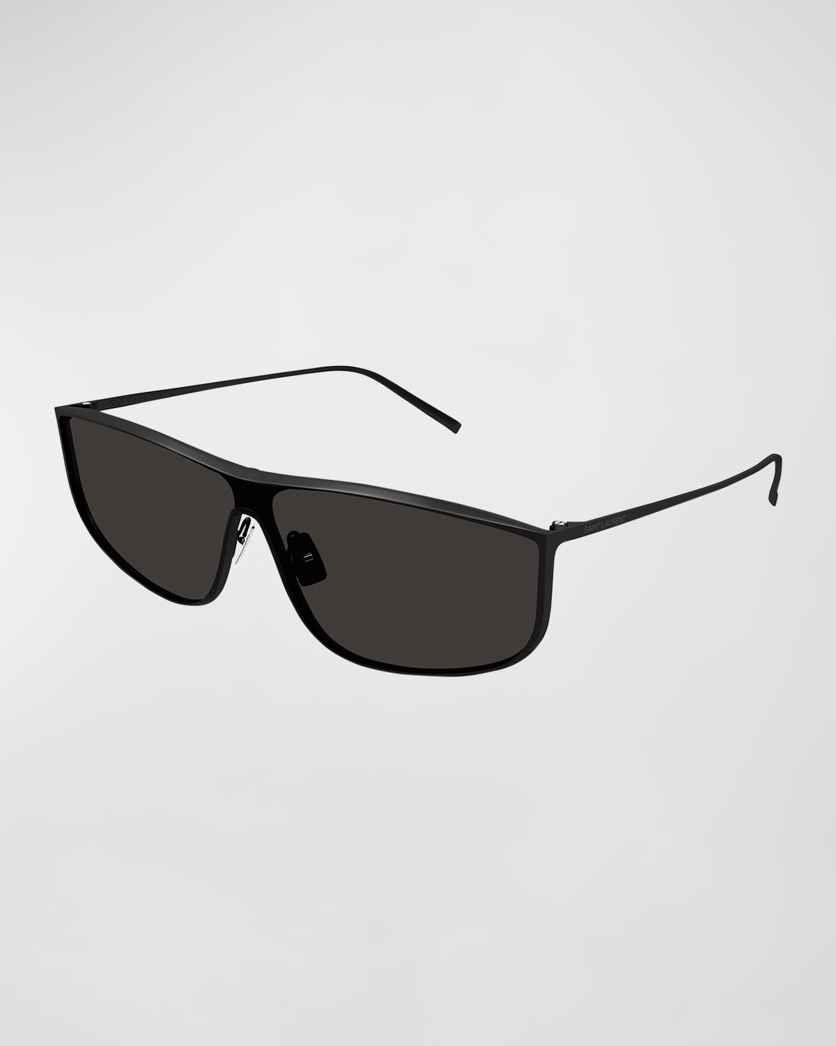 Shop Saint Laurent Men's Sl 605 Metal Rectangle Sunglasses In Semimatte Black