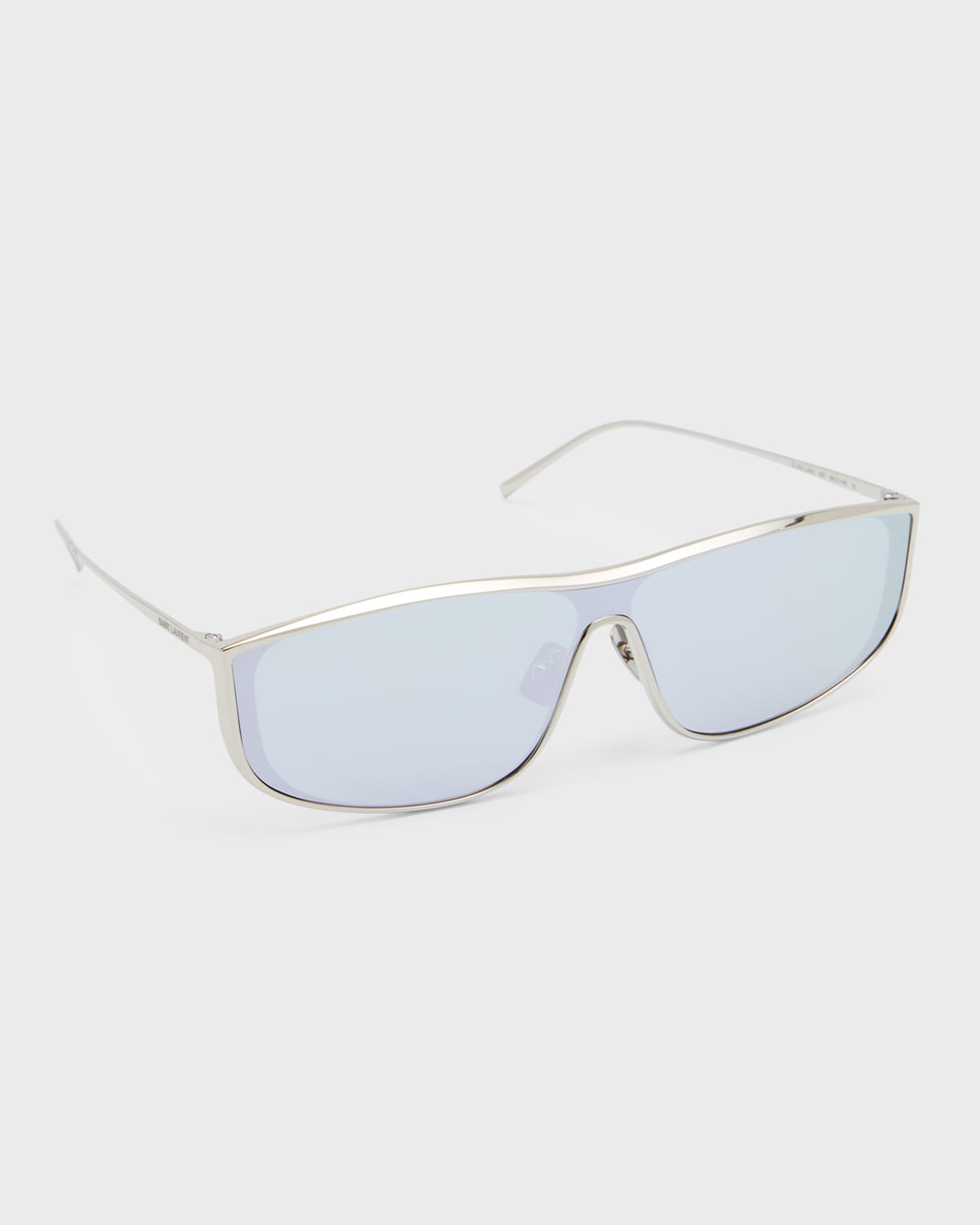 Shop Saint Laurent Men's Sl 605 Metal Rectangle Sunglasses In Silver