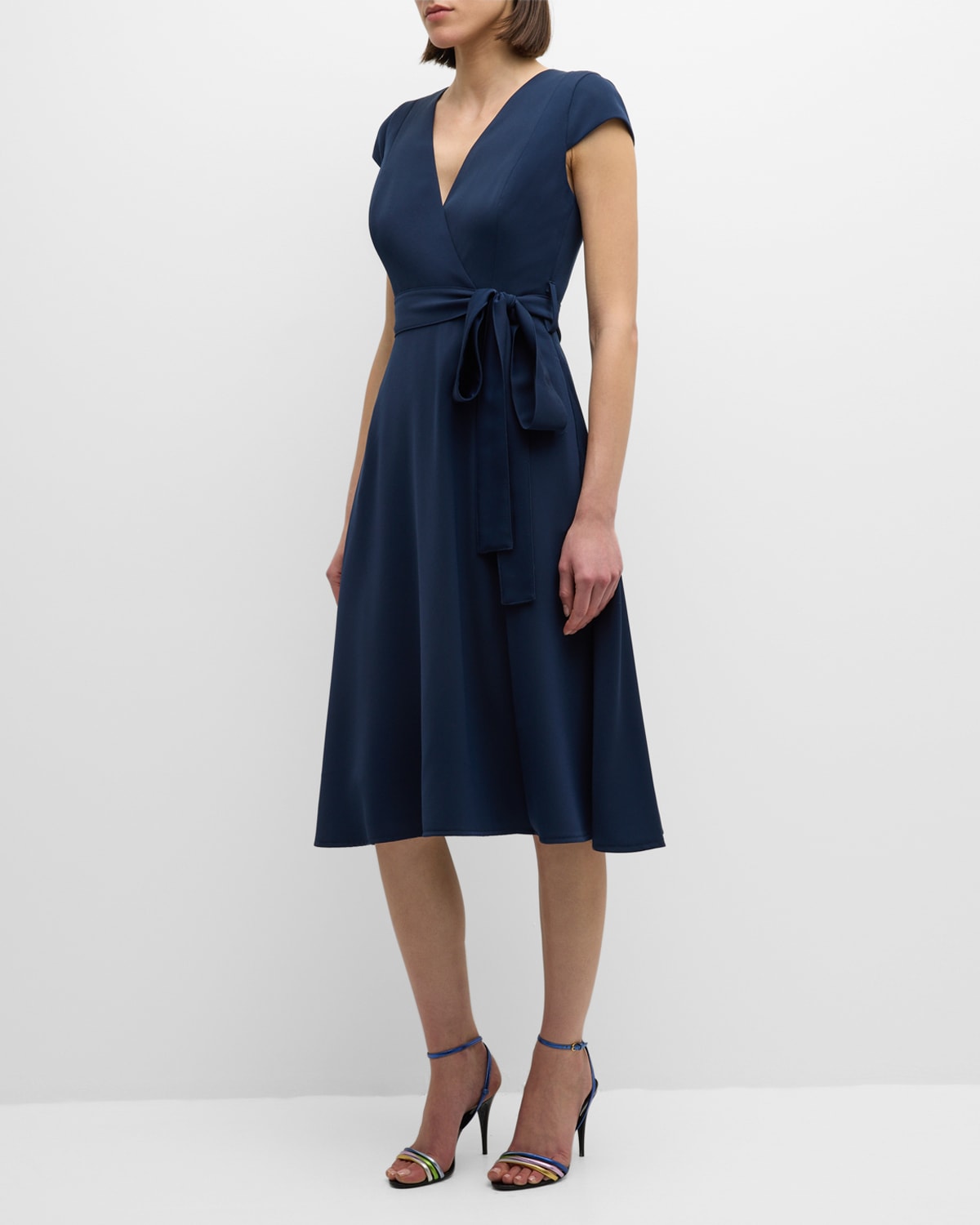 Black Halo Pandora Tailored Short A-line Dress With Belt In Pacific Blue