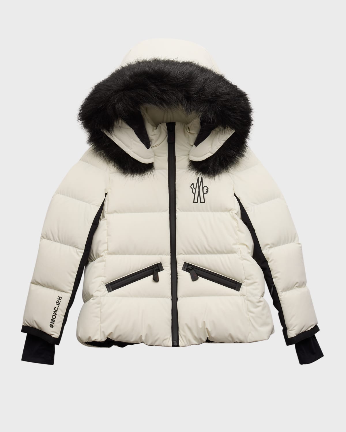 Shop Moncler Girl's Sussies Faux Fur Hooded Puffer Jacket In Natural