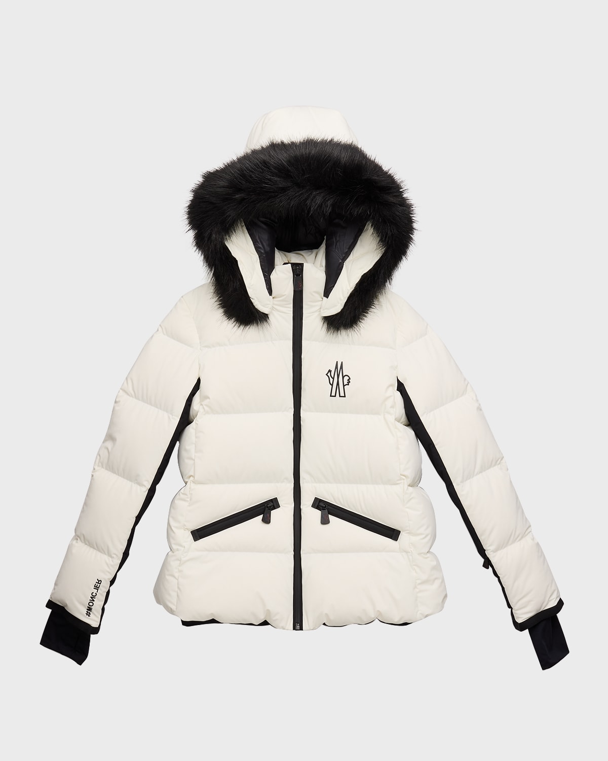 Moncler Grenoble Kids' Girl's Suisses Puffer Faux Fur Trim Jacket In Natural