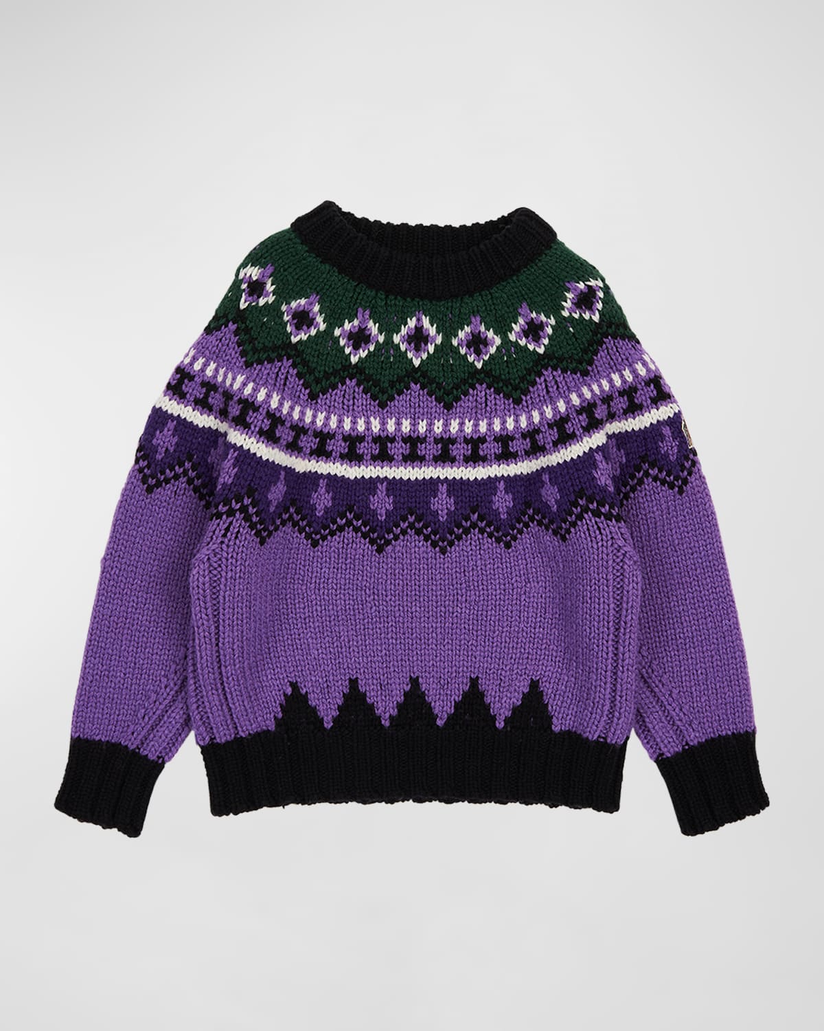 Shop Moncler Girl's Grenoble Wool Sweater In Purple Multi