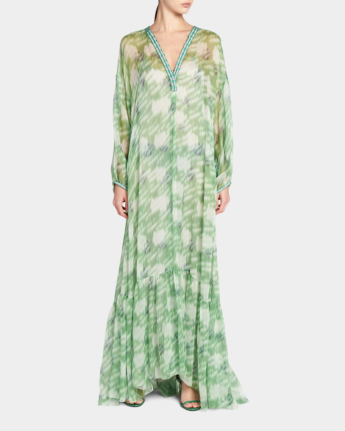 Giorgio Armani Abstract Leopard Print Semi-sheer Silk Maxi Dress In ...