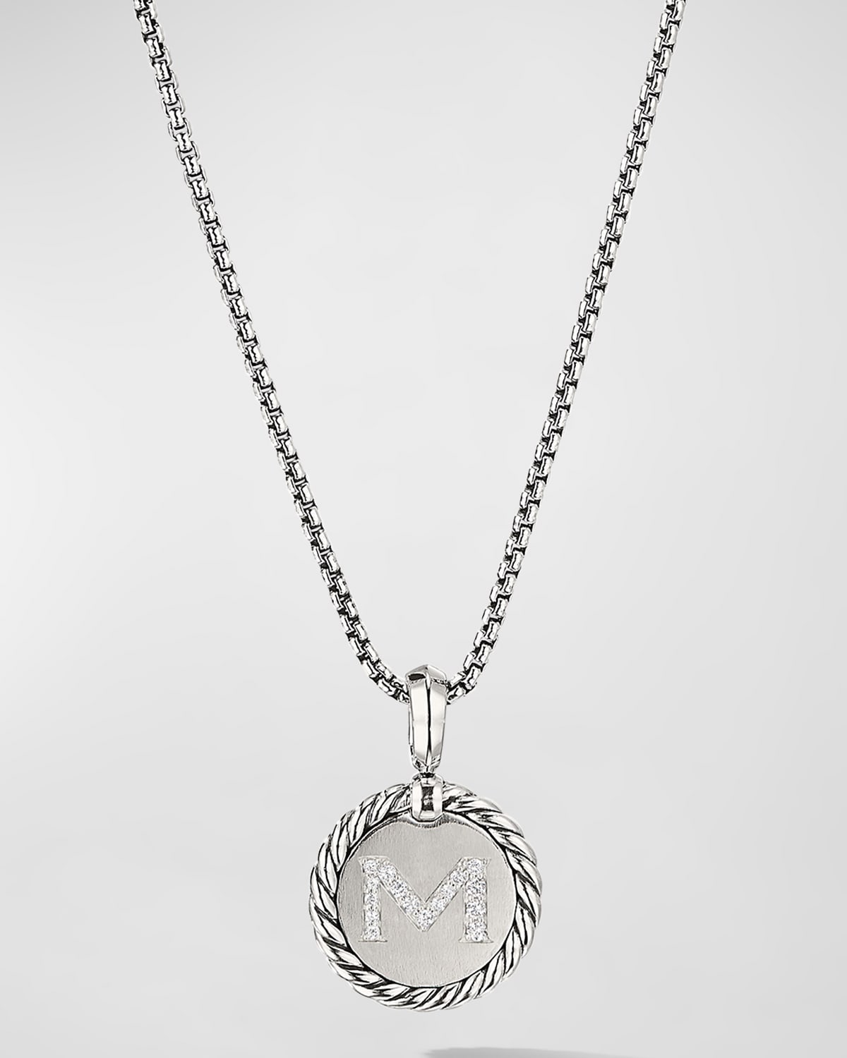 Shop David Yurman Cable Collectibles Initial Pendant With Diamonds In Silver, 28mm