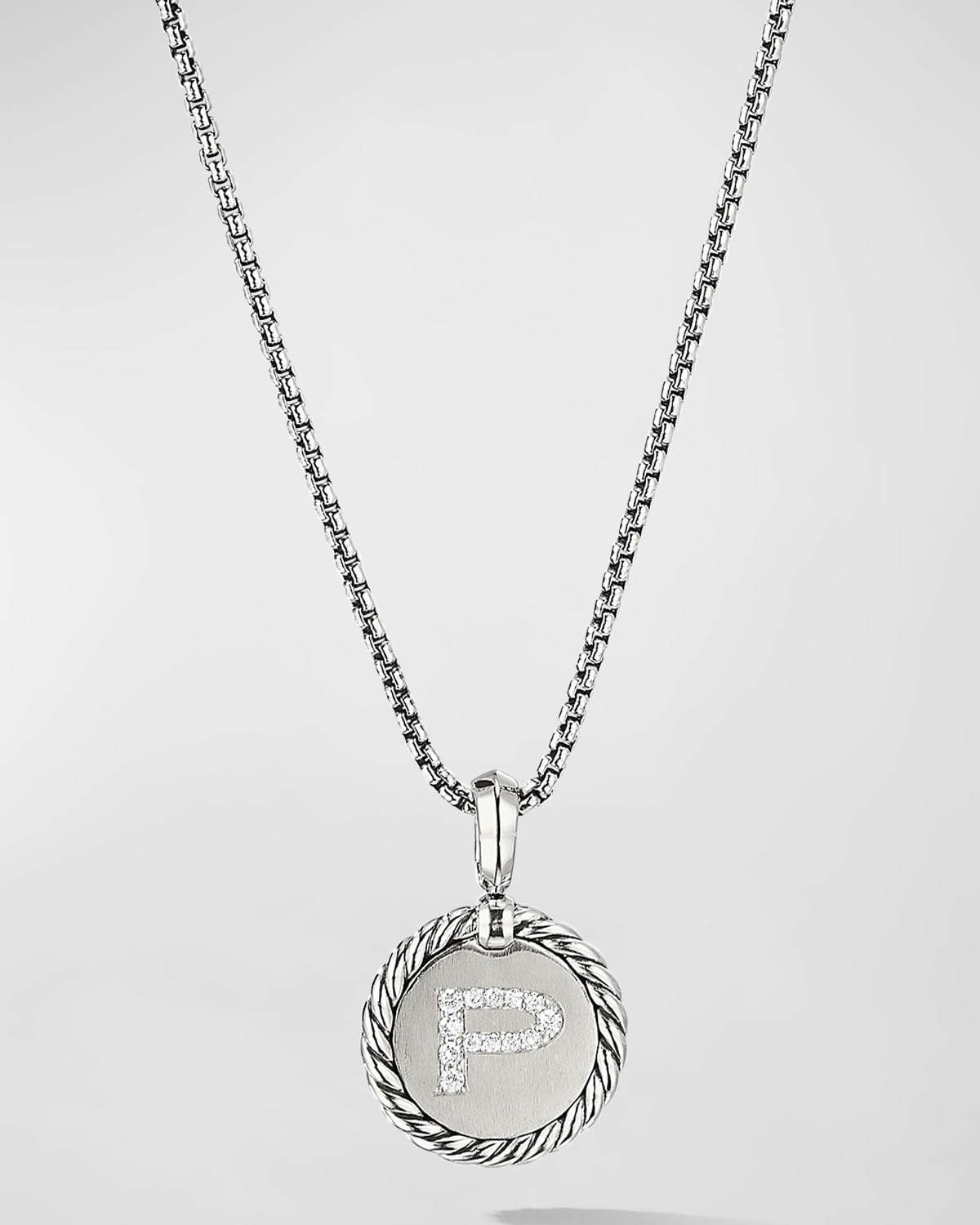 Cable Collectibles Initial Pendant with Diamonds in Silver, 28mm