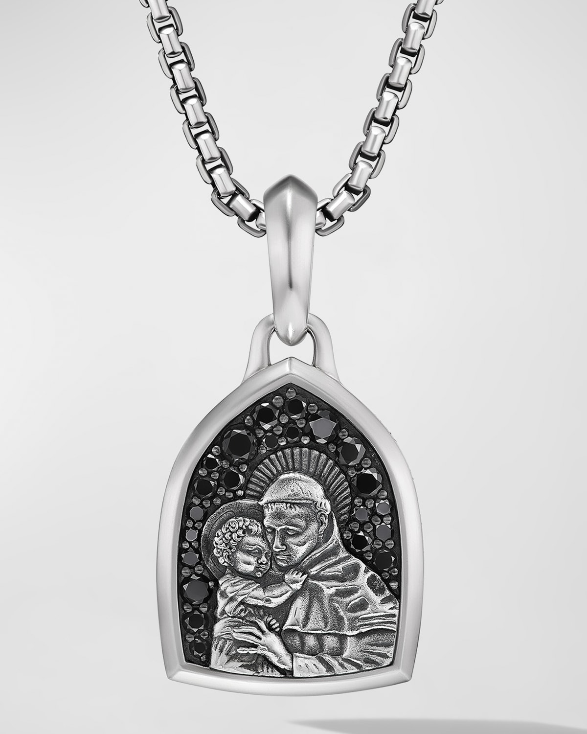 David Yurman Men's St. Anthony Pendant with Diamonds in Silver, 33mm
