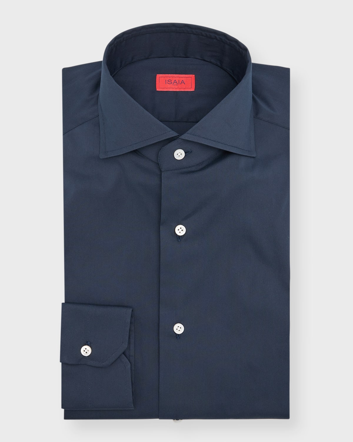 Shop Isaia Men's Broadcloth Dress Shirt In Navy