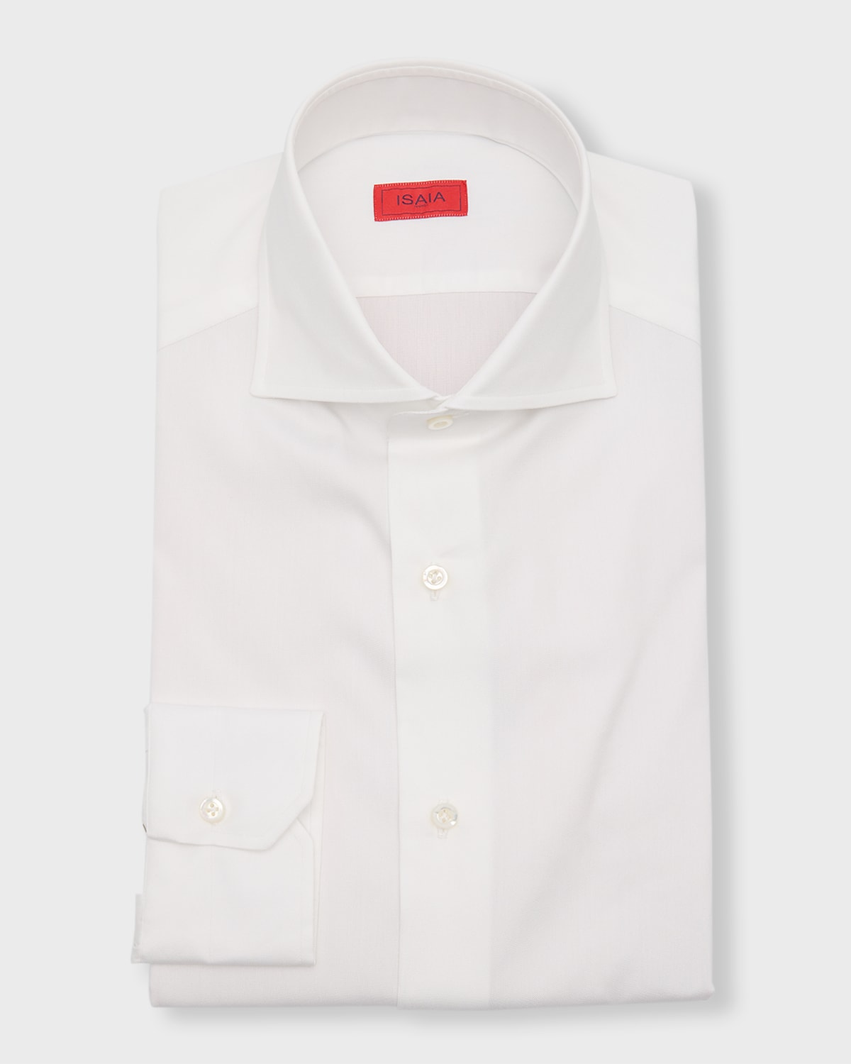 Shop Isaia Men's Cotton Dress Shirt In White