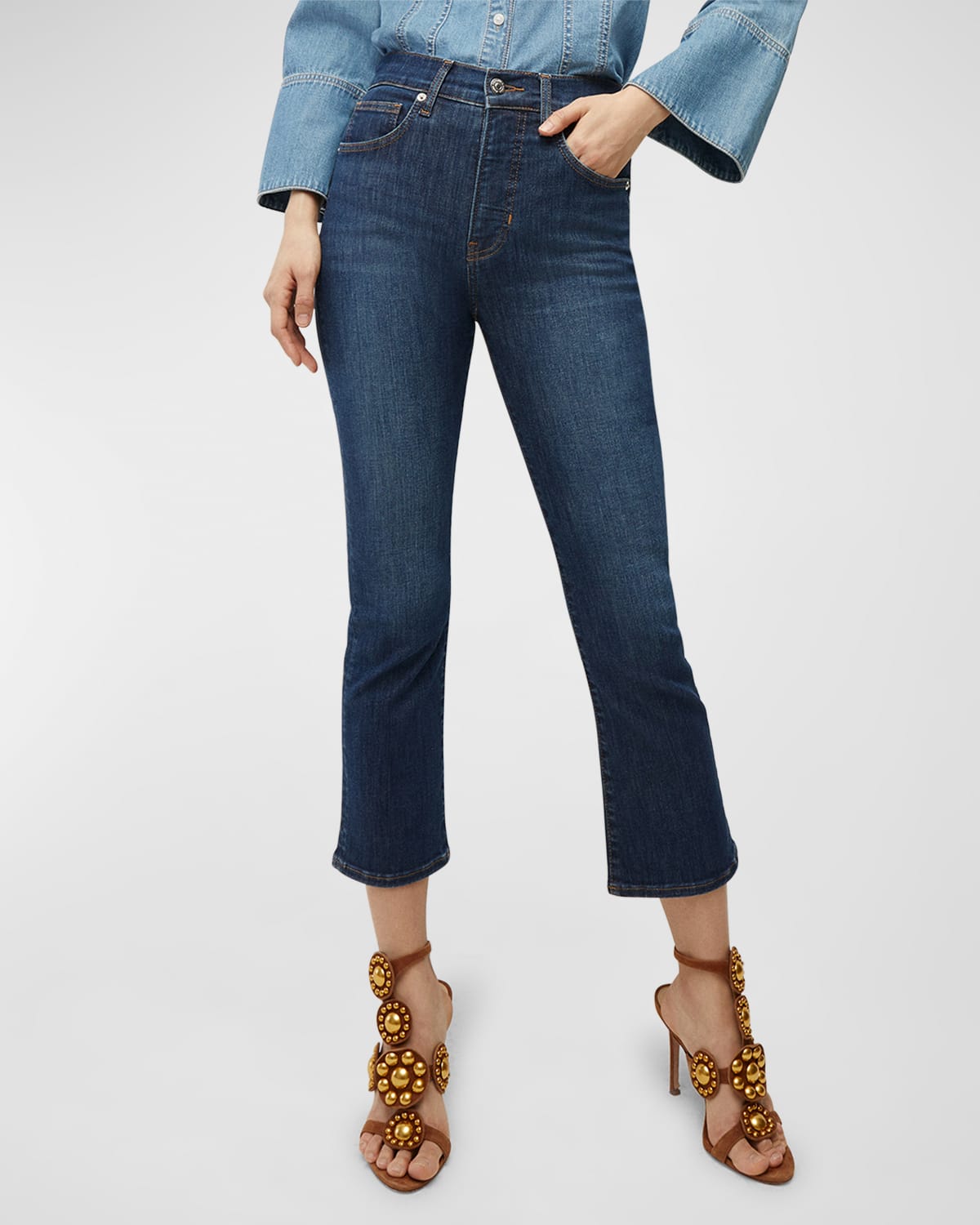 Veronica Beard Jeans Carly Kick Flare Ankle Jeans In Bright Blue