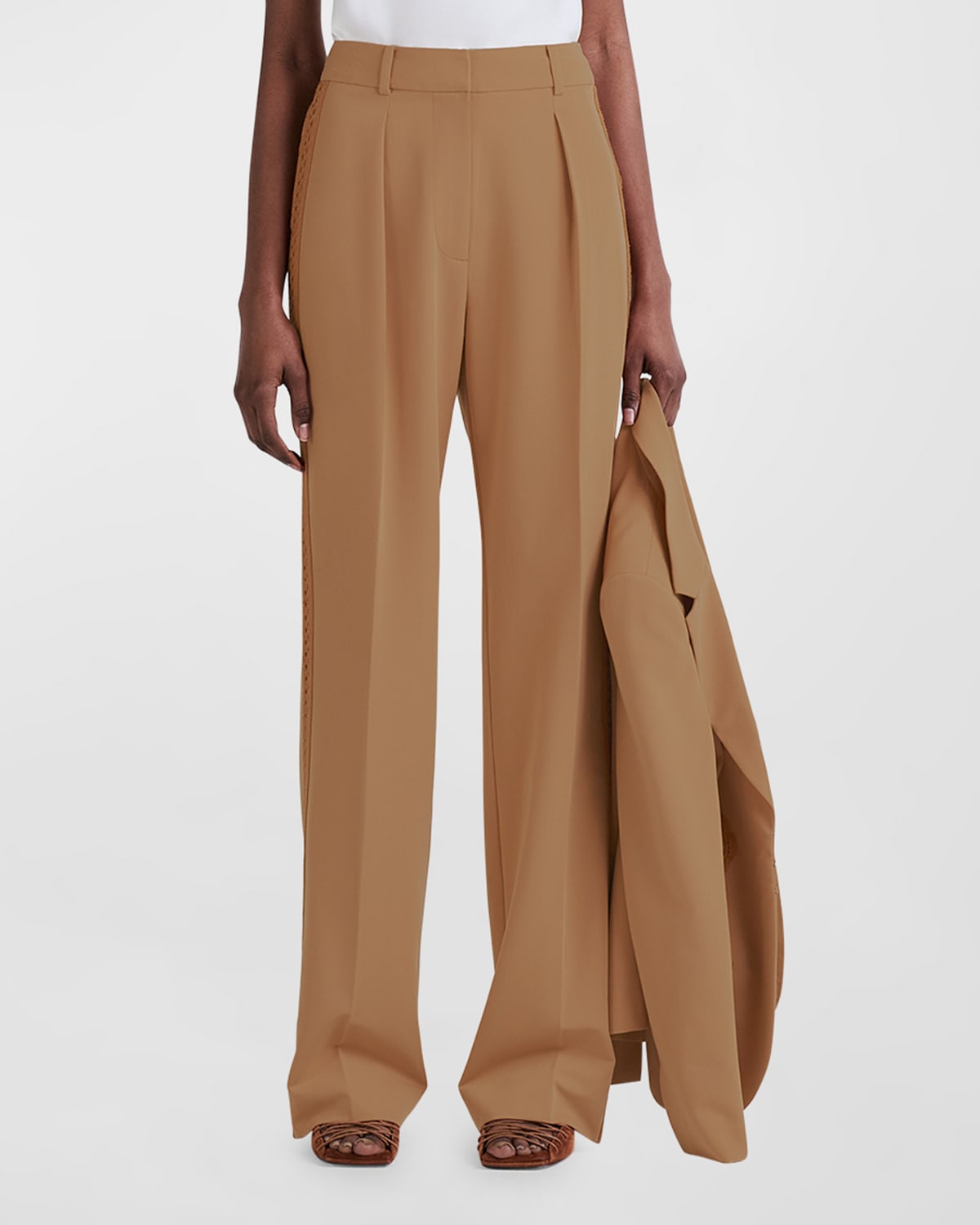 Derek Lam 10 Crosby Delta Embroidered Wide-Leg Trousers