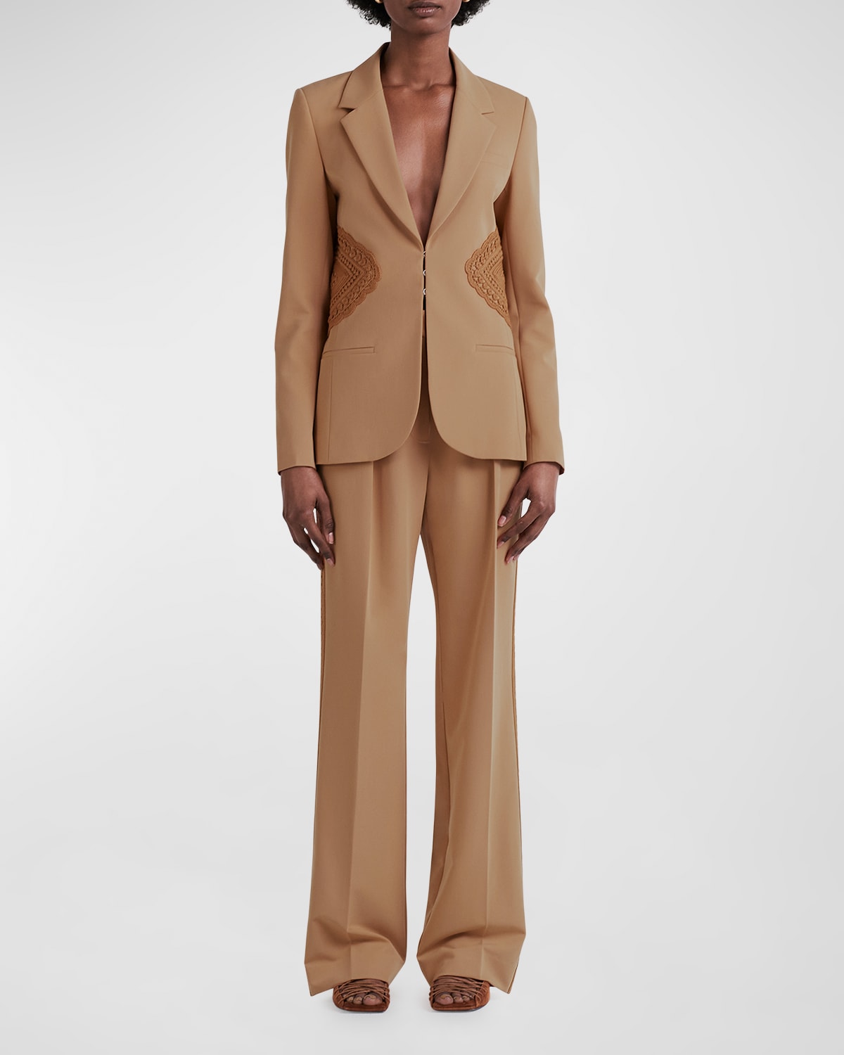 Derek Lam 10 Crosby Jad Crochet Blazer In Mocha