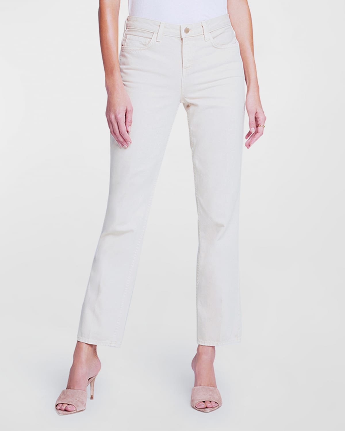 L'agence Marjorie Mid-rise Slim Straight Jeans In Oat