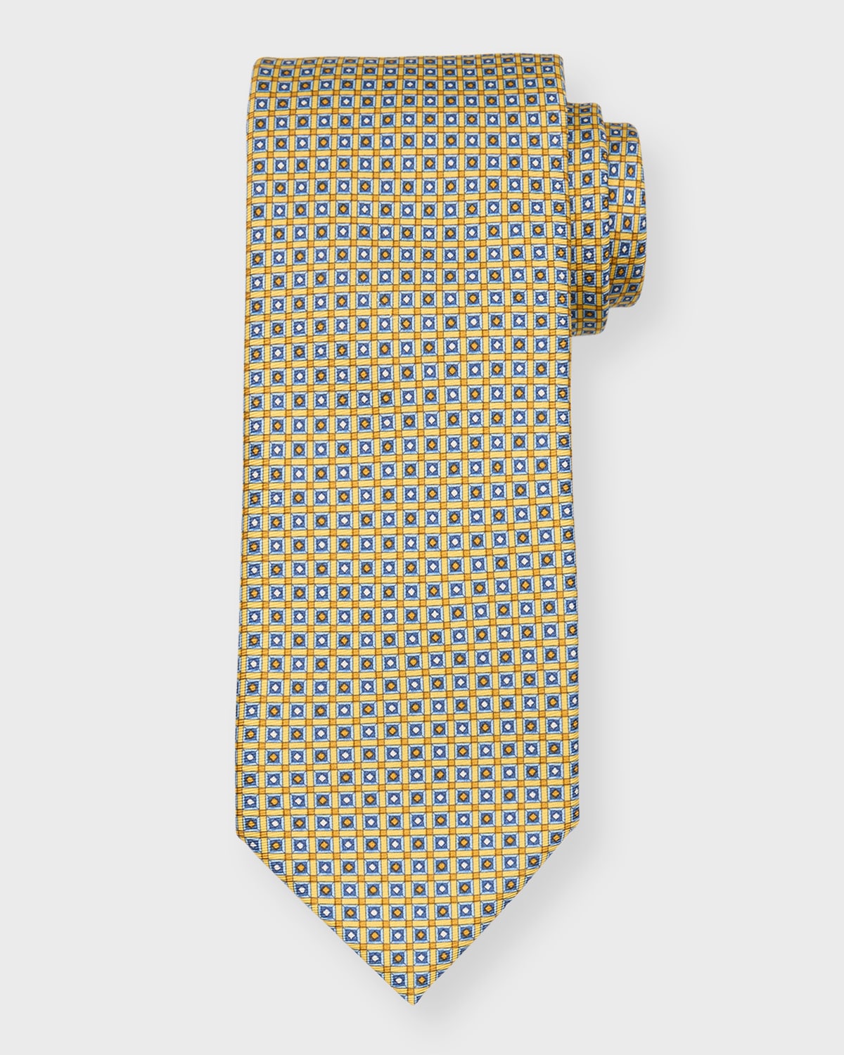 Shop Zegna Men's Geometric Silk Jacquard Tie In Medium Yellow Fan