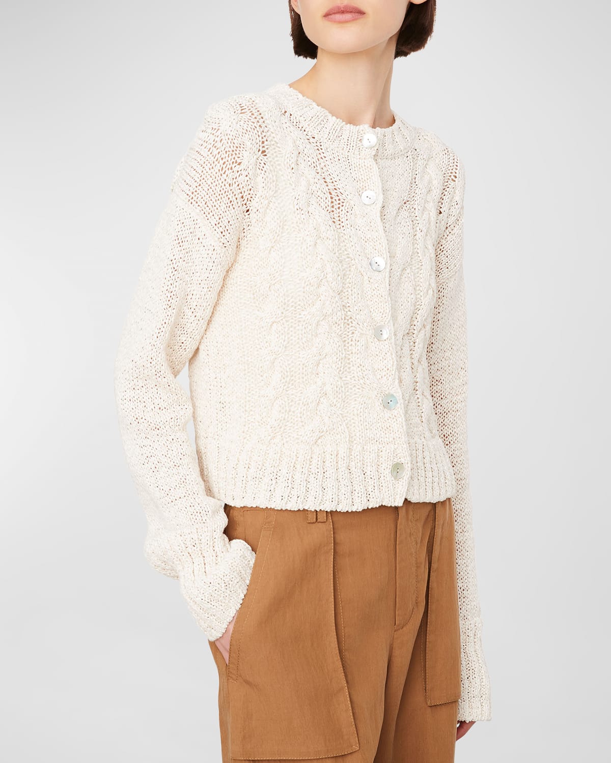 Vince Cable-front Knit Cardigan In Off White