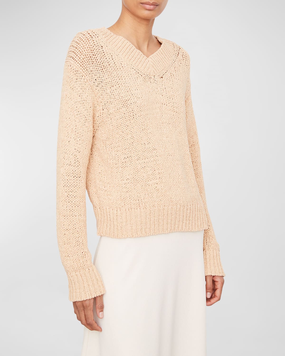 VINCE DROP-SHOULDER V-NECK SWEATER