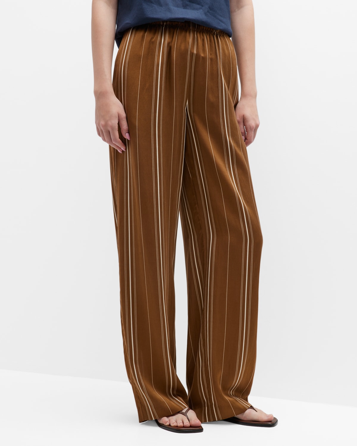 Vince Multi-stripe Satin Pull-on Pants In Nile
