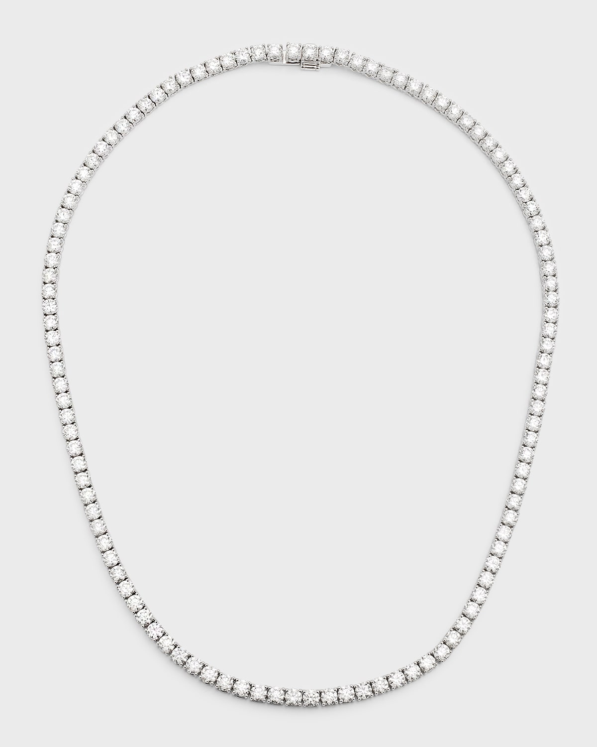 Neiman Marcus Diamonds 18k White Gold Round Diamond Tennis Necklace, 22.4tcw