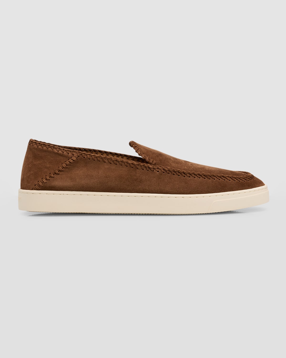 Shop Giorgio Armani Men's Suede Sneaker-sole Loafers In Brown