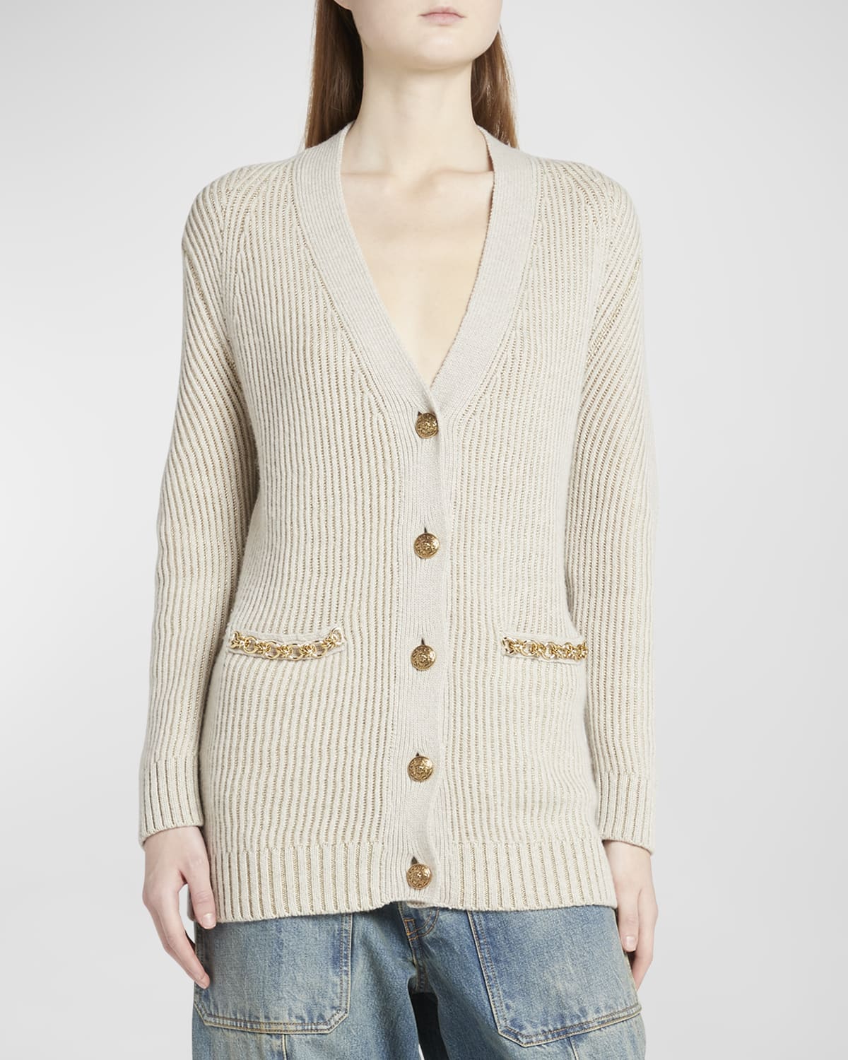 Golden Goose Embellished Wool-blend Cardigan In Lambs Wool Gold
