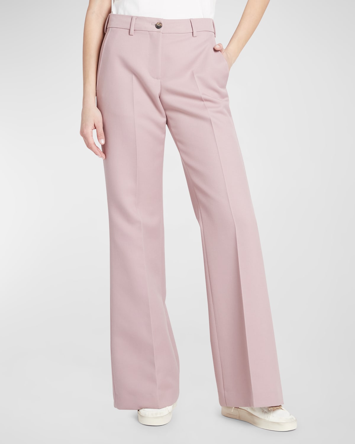 Shop Golden Goose Flared Wool Pants In Woodrose