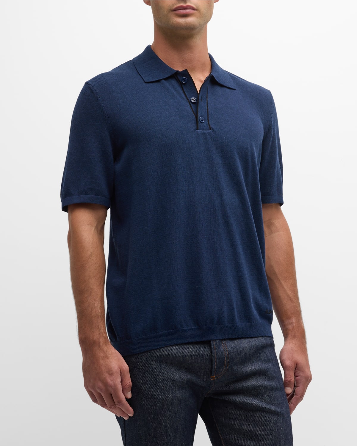 Apc Plain Cotton Polo Shirt In Marine