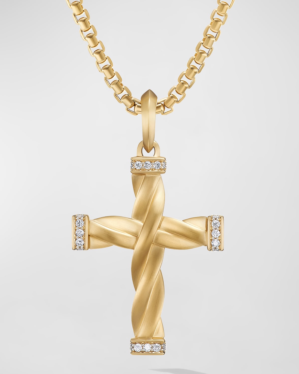 David Yurman Men's Dy Helios Cross Enhancer With Diamonds In 18k Gold, 48mm In Gold Diamond