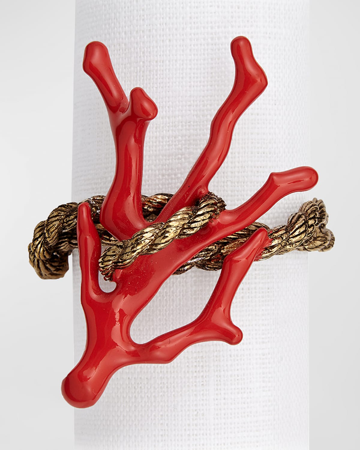 L'objet Coral Napkin Rings Jewels, Set Of 4 In Gold