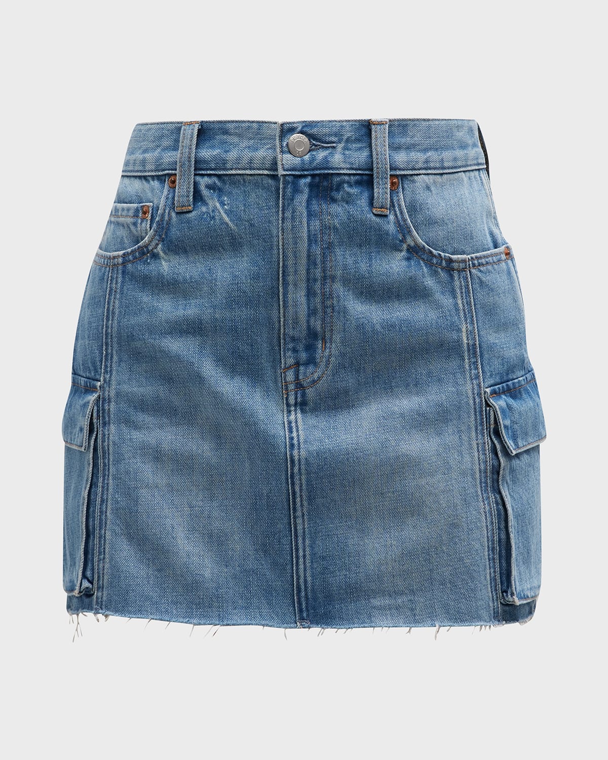 Shop Pistola Rhea Mini Denim Cargo Skirt In Heat