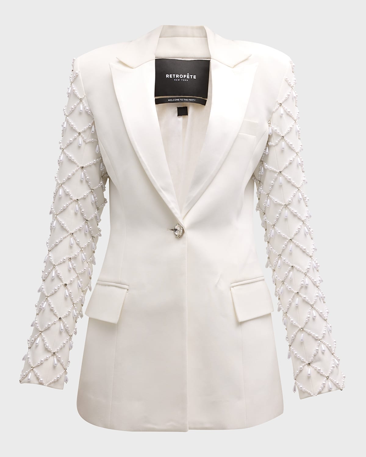 RETROFÉTE BENTLEY EMBELLISHED-SLEEVE EYELET BLAZER