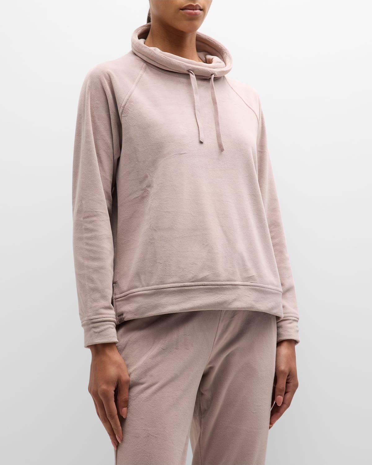 Shop Barefoot Dreams Luxechic Funnel-neck Pullover In Deep Taupe