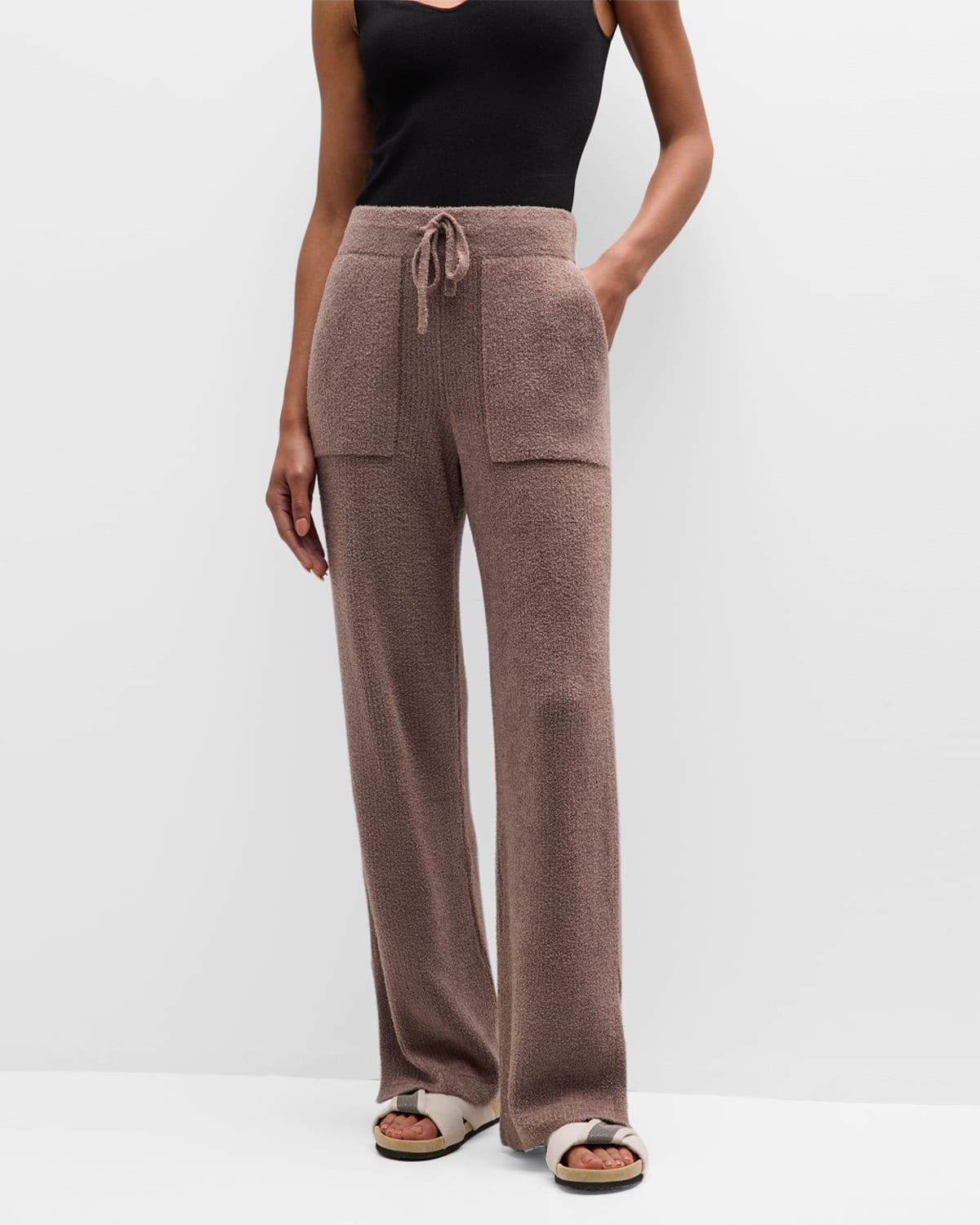 Shop Barefoot Dreams Cozychic Lite Ribbed Side-slit Lounge Pants In Driftwood