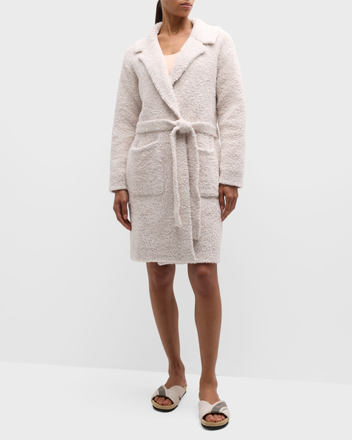 Barefoot Dreams Cozychic Double-knit Teddy Robe In Almond