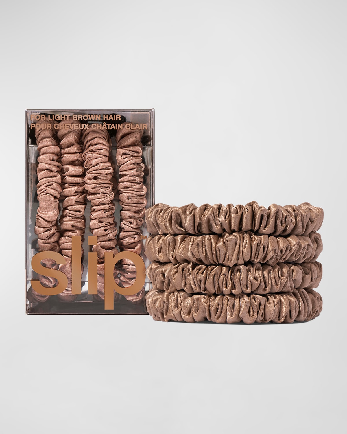 Slip Pure Silk Skinny Scrunchies In Light Brown