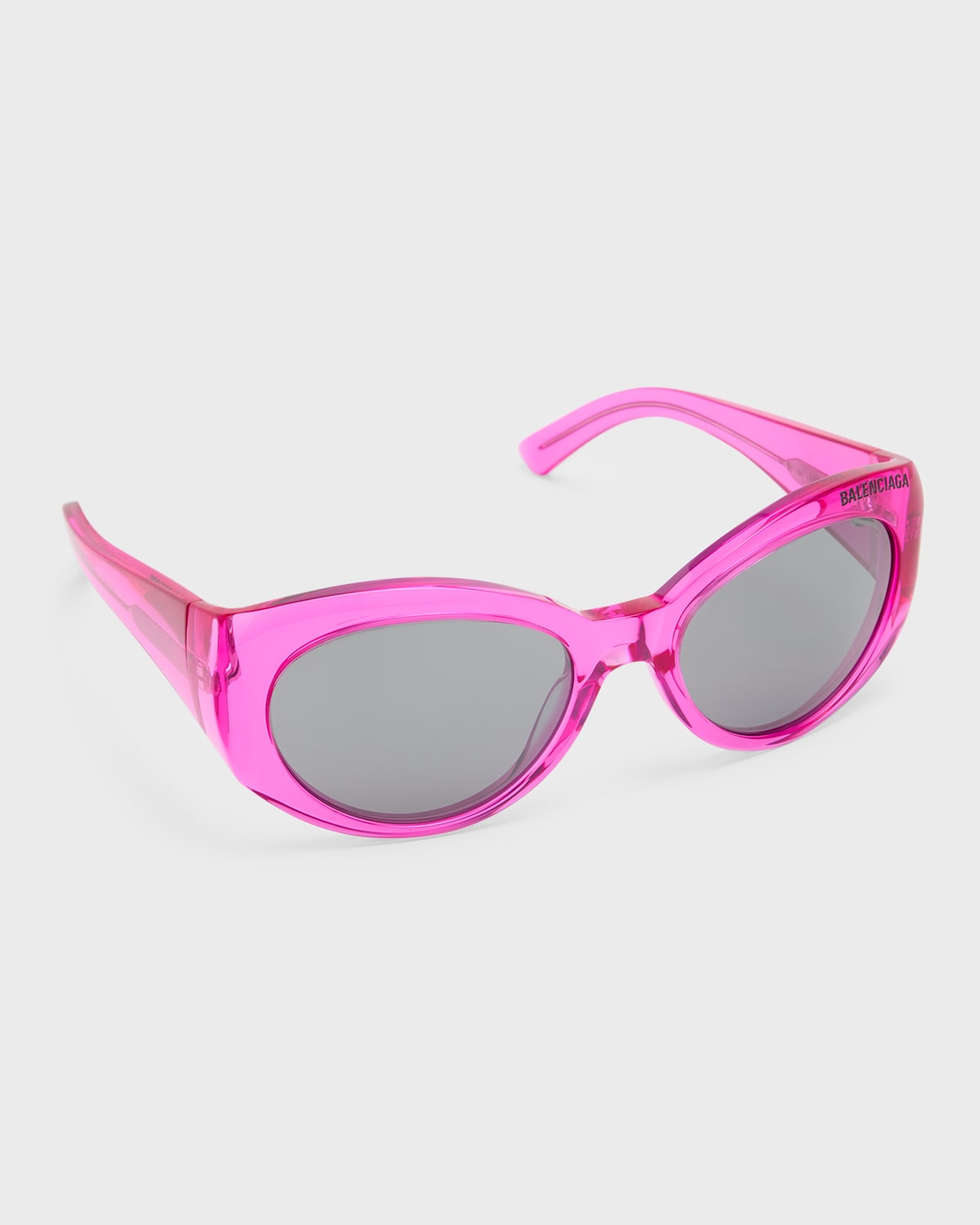 Balenciaga Everyday Logo Round Sunglasses In Shiny Transparent