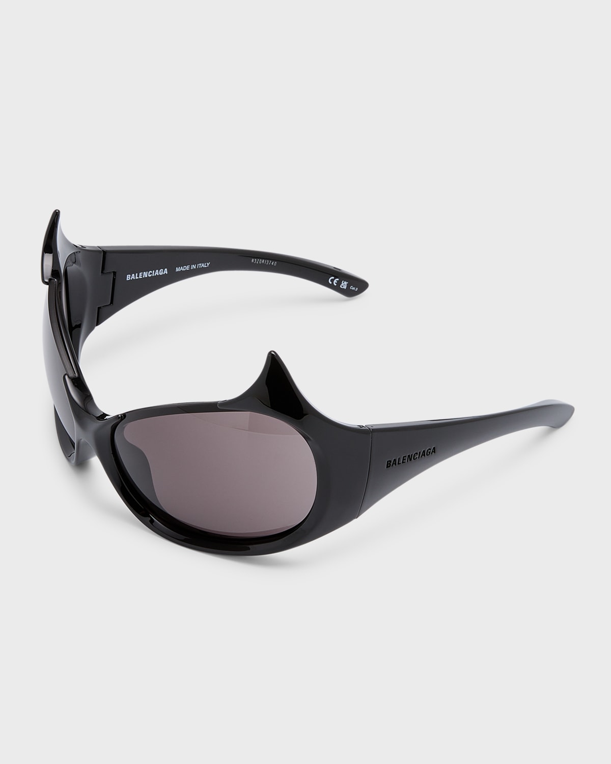Shop Balenciaga Gotham Injected Nylon Wrap Sunglasses In Shiny Solid Ivory