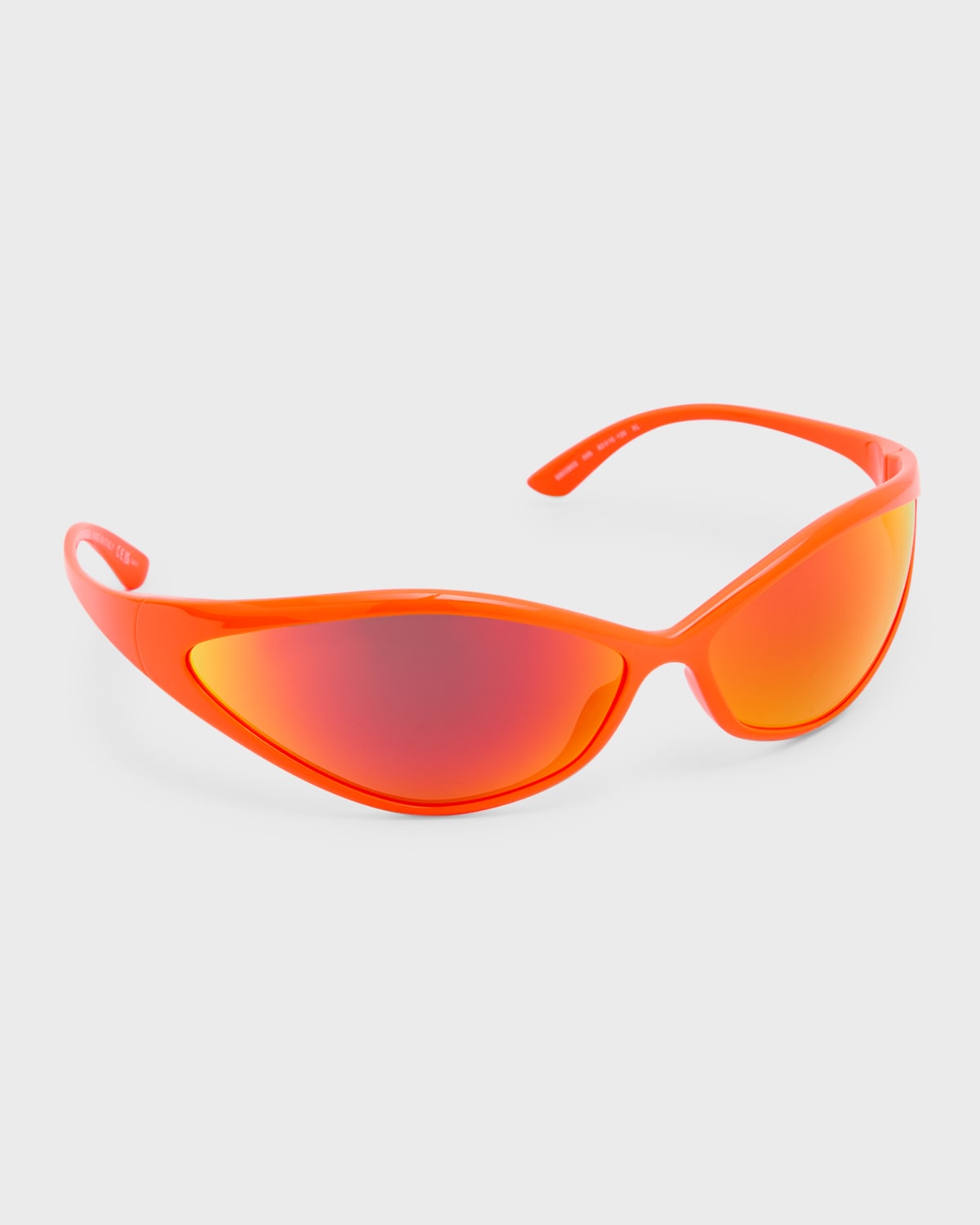 Balenciaga Men's Acetate Wrap Sunglasses In Shiny Fluo Orange