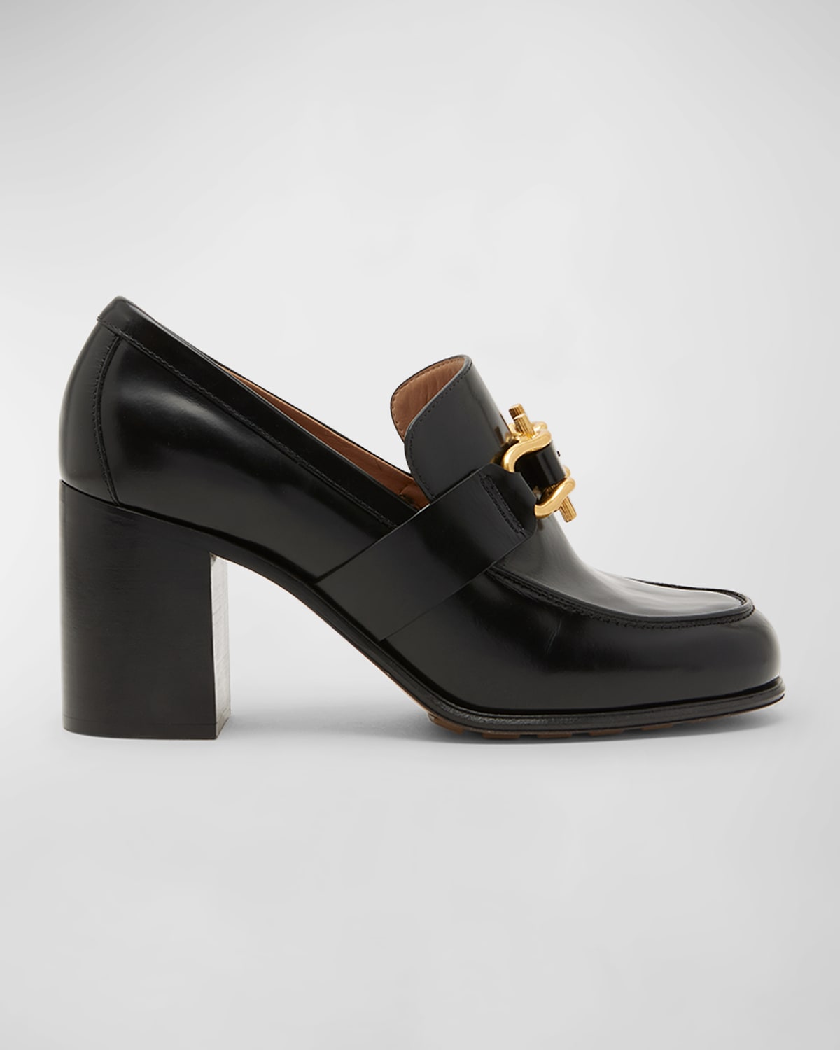 Bottega Veneta Astaire Metallic Knot Leather Heeled Loafers In Black