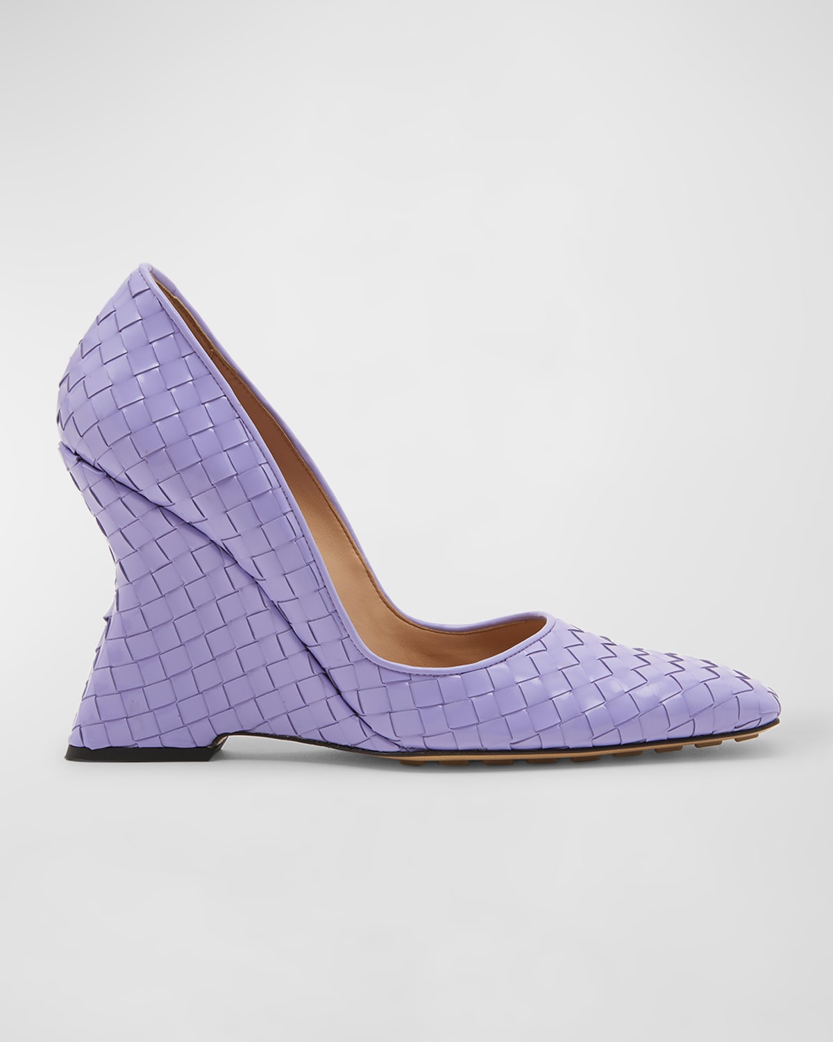 Bottega Veneta Comet Intreccio Leather Wedges In Purple