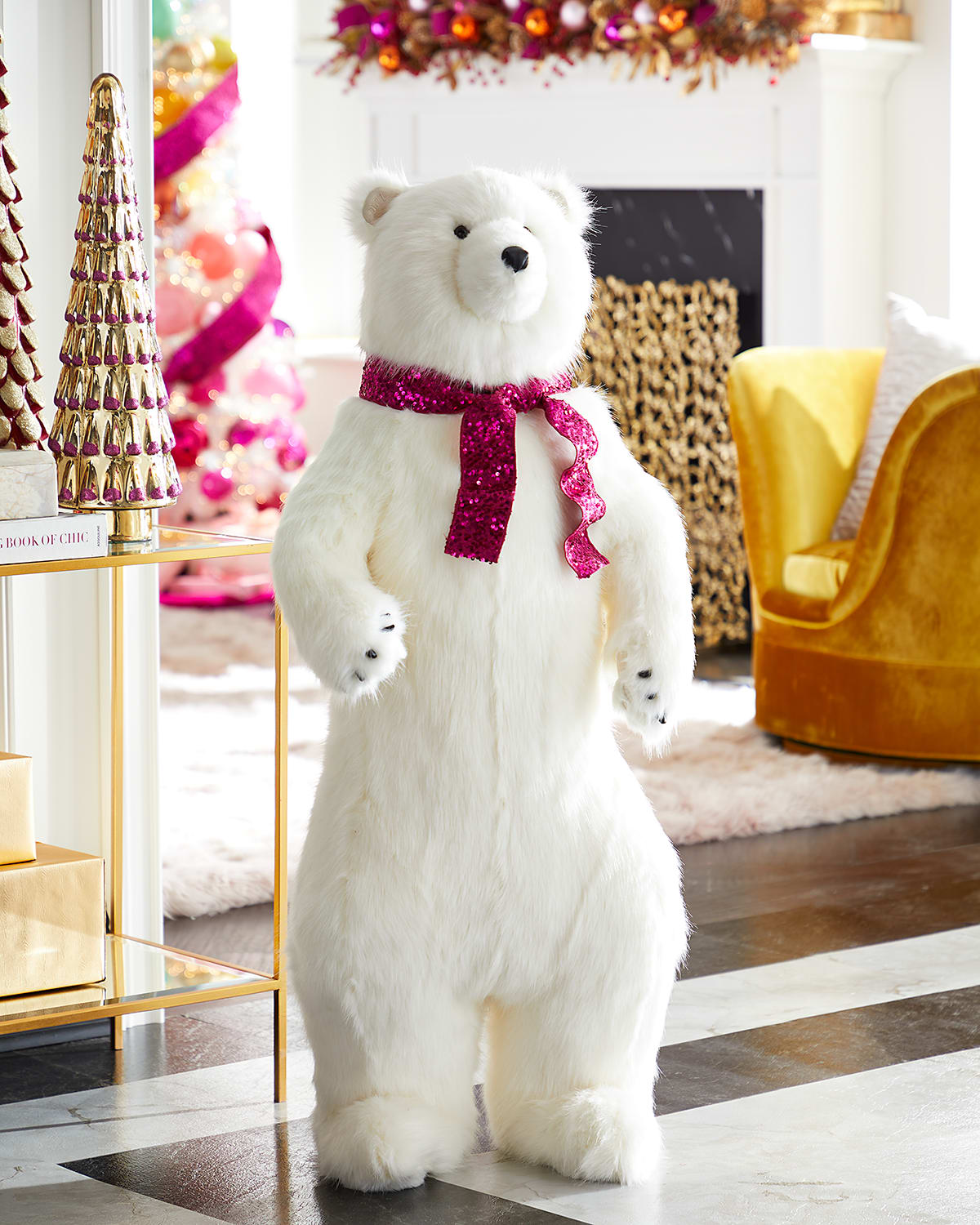 Ditz Designs By The Hen House 48" Fanciful Standing White Diamond Bear