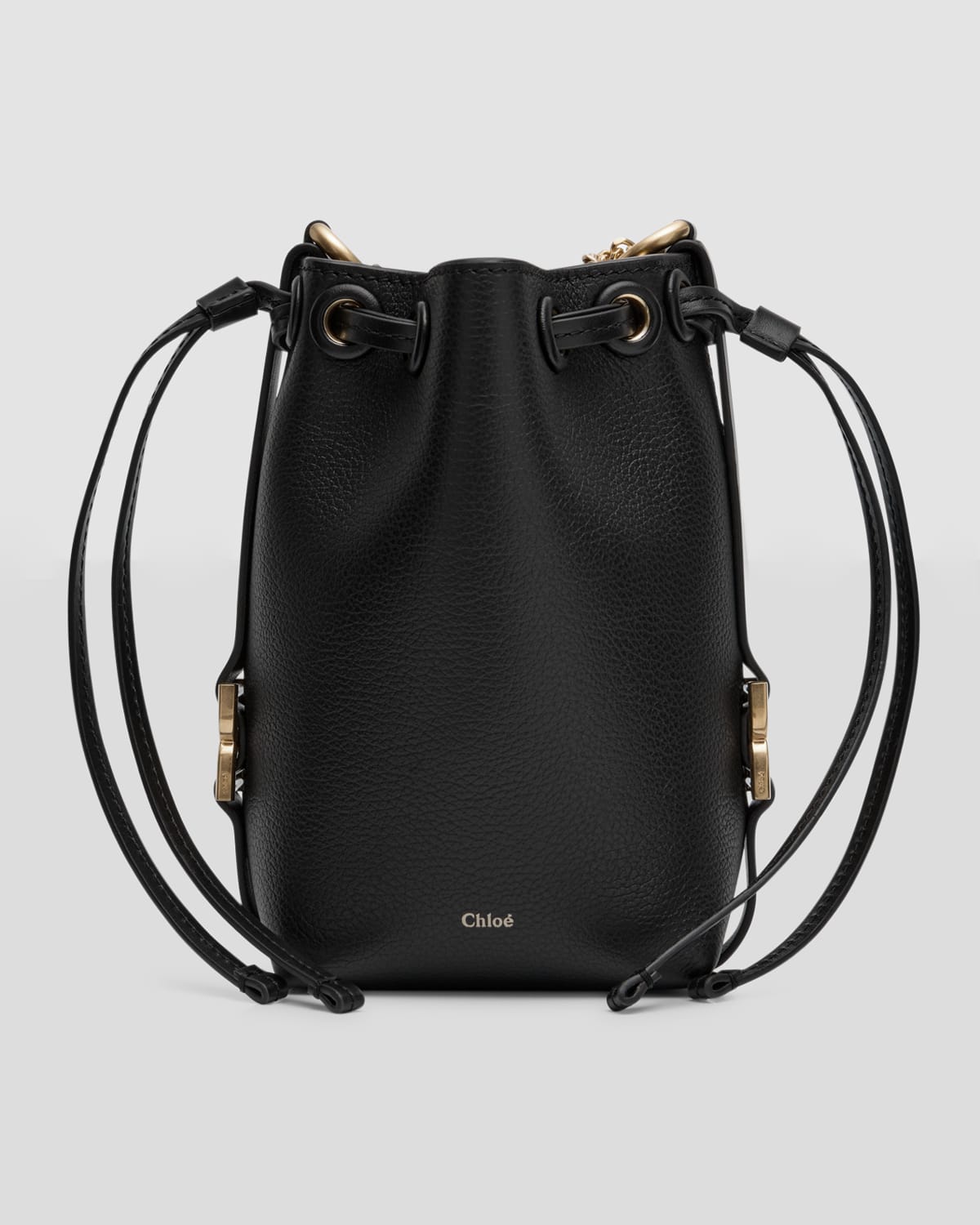 Marcie Micro Bucket Bag in Leather with Chain Strap