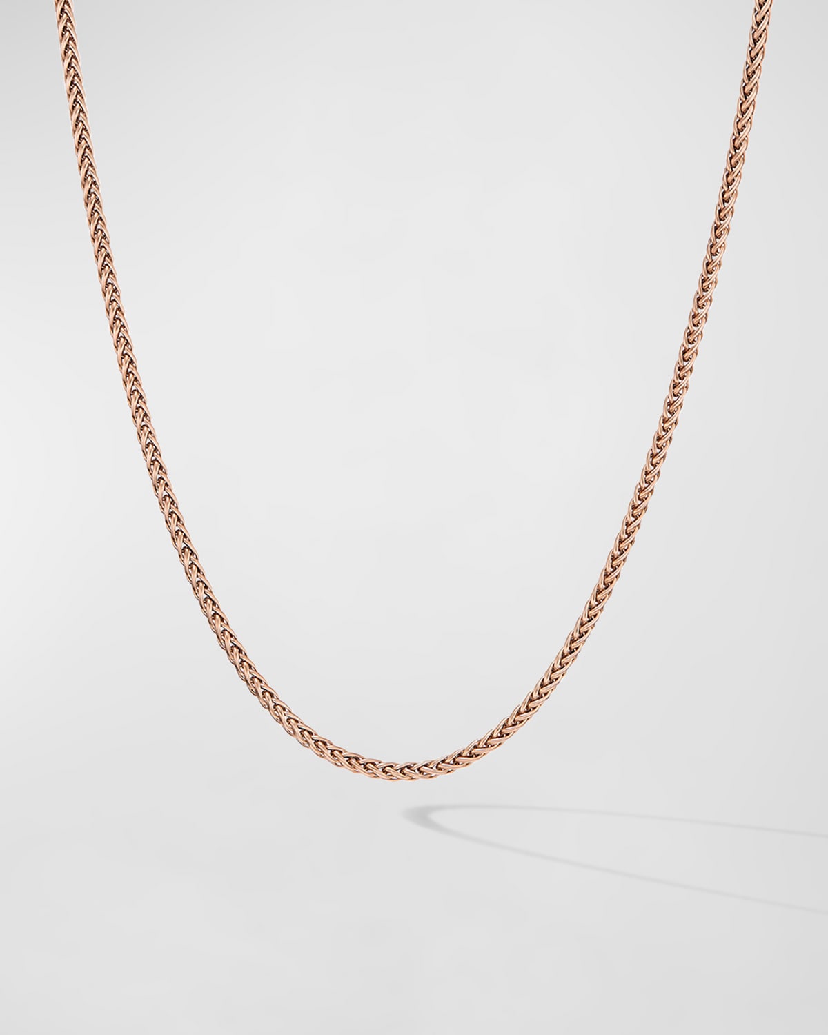 David Yurman Men's Wheat Chain Necklace in 18K Rose Gold, 2.5mm, 18"L