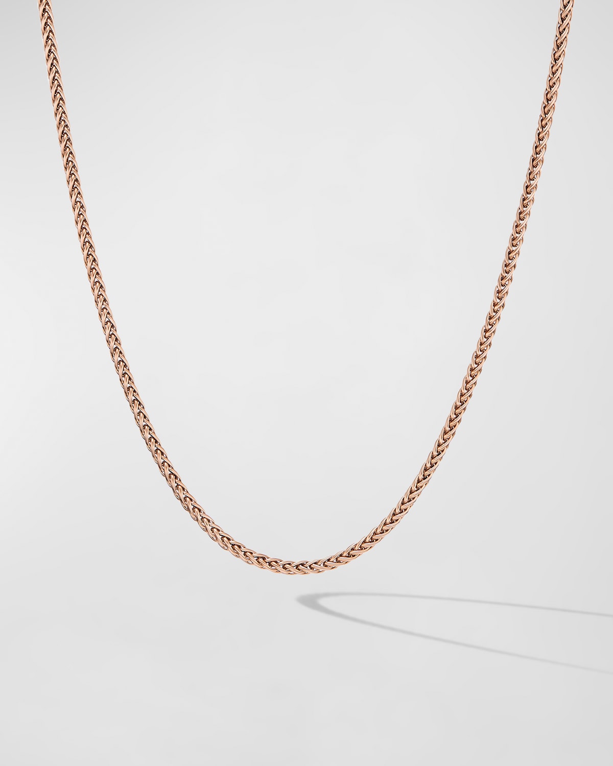 David Yurman Men's Wheat Chain Necklace in 18K Rose Gold, 2.5mm, 20"L