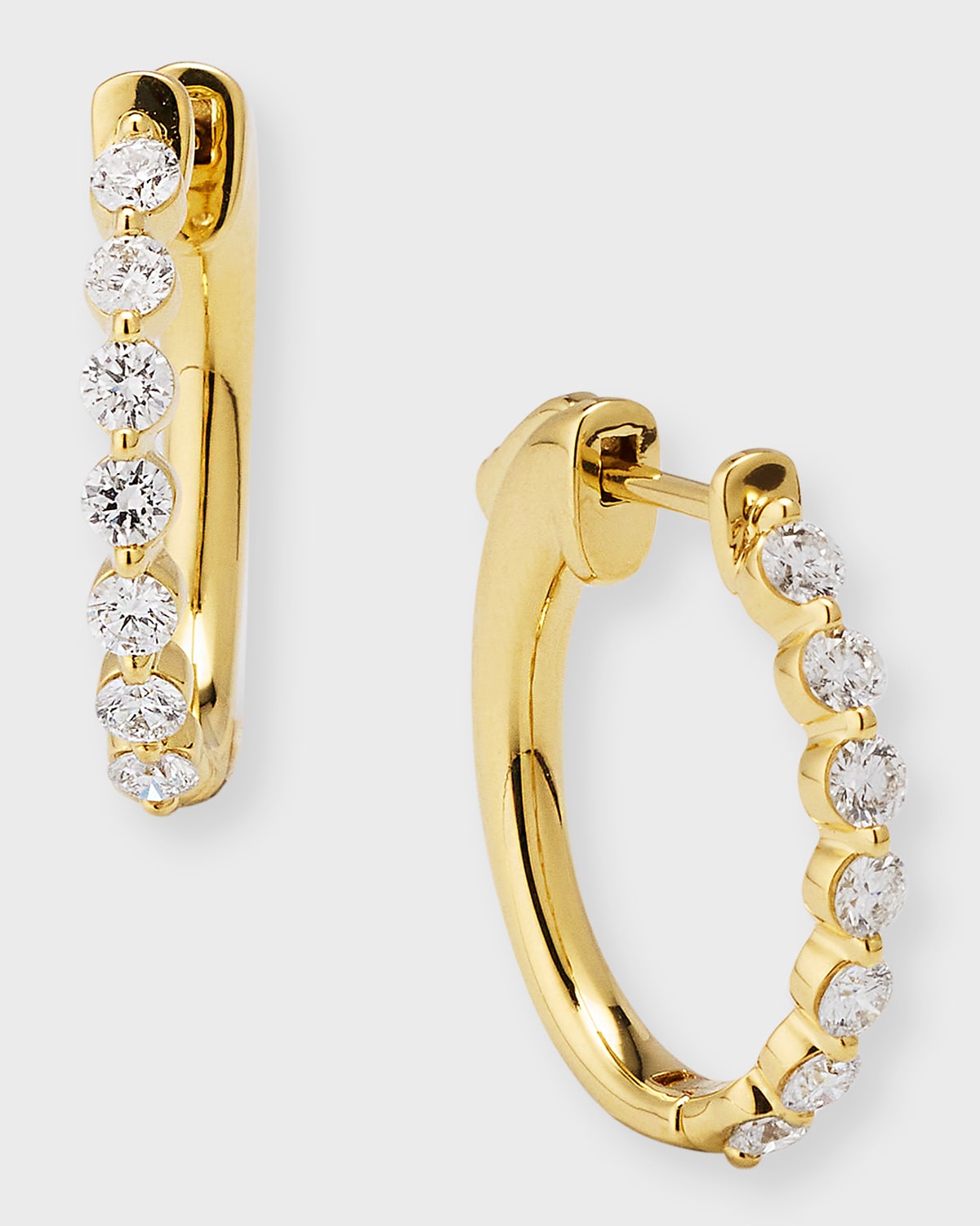 Neiman Marcus Diamonds 18k Yellow Gold Diamond Huggie Earrings