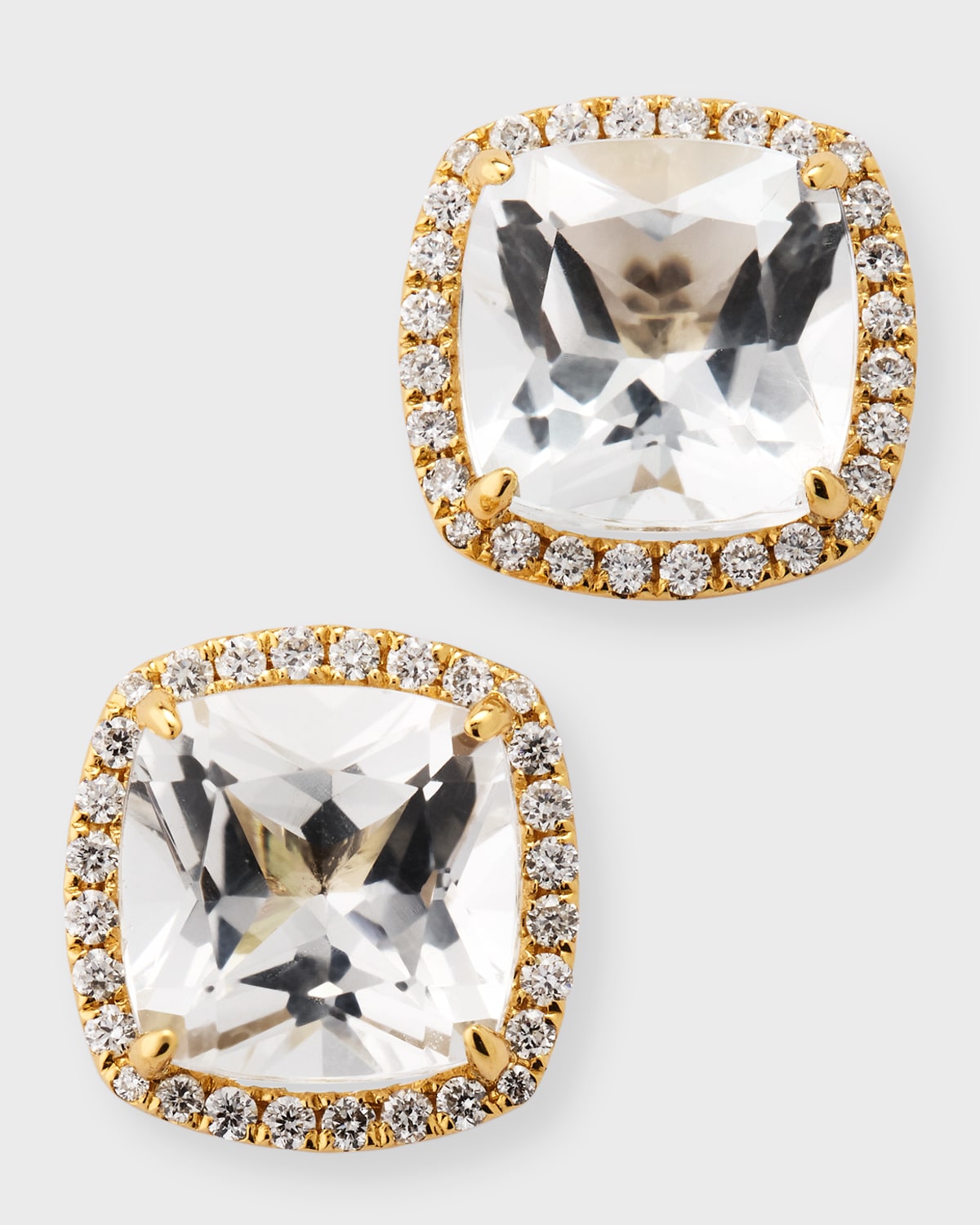 Frederic Sage White Topaz Stud Earrings With Diamond Halo