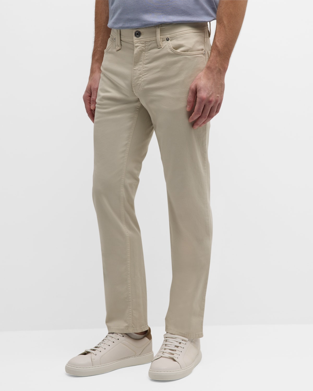 Shop Brioni Men's Cotton-stretch 5-pocket Pants In Blue