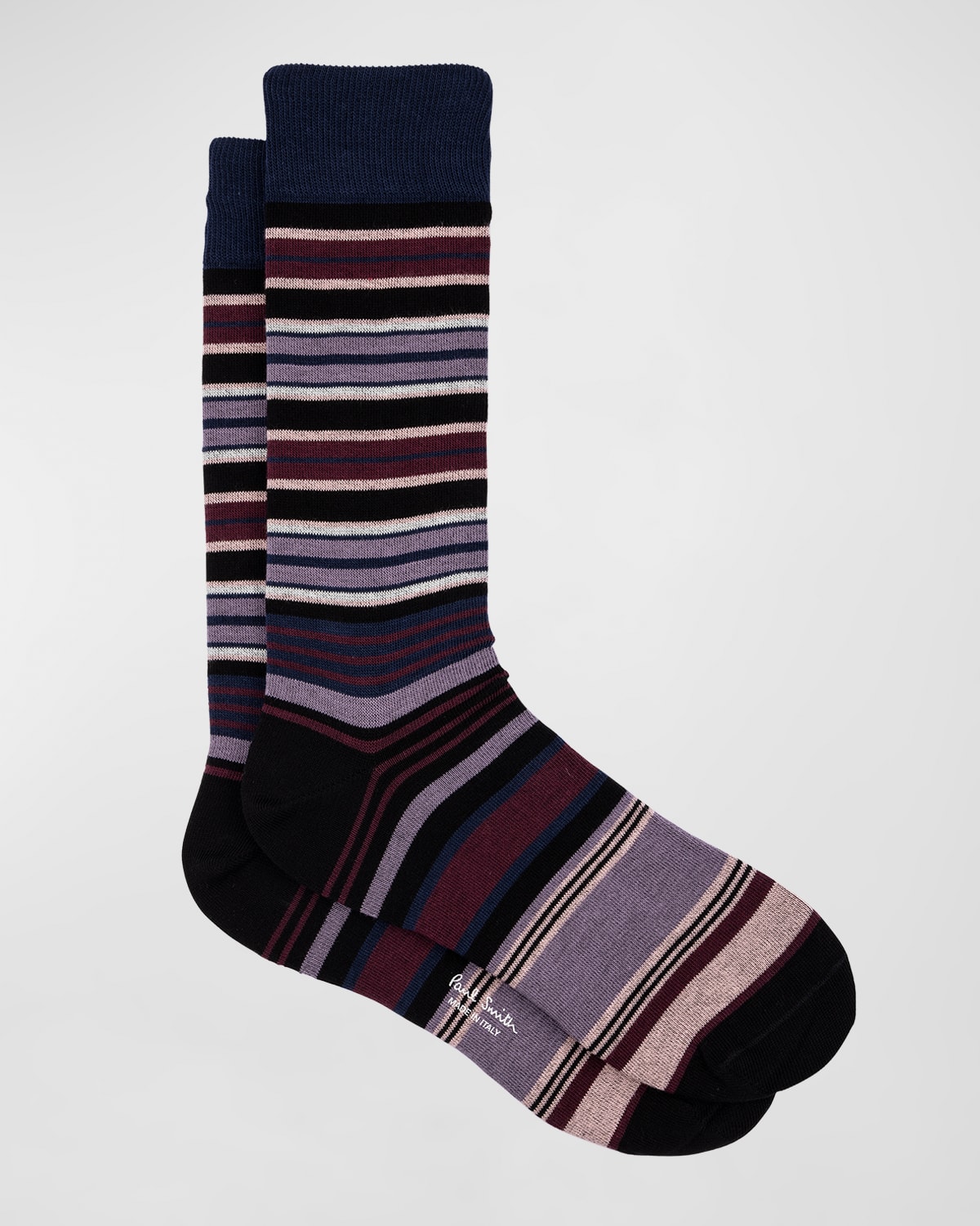 Shop Paul Smith Men's Darby Stripe Crew Socks In Purple
