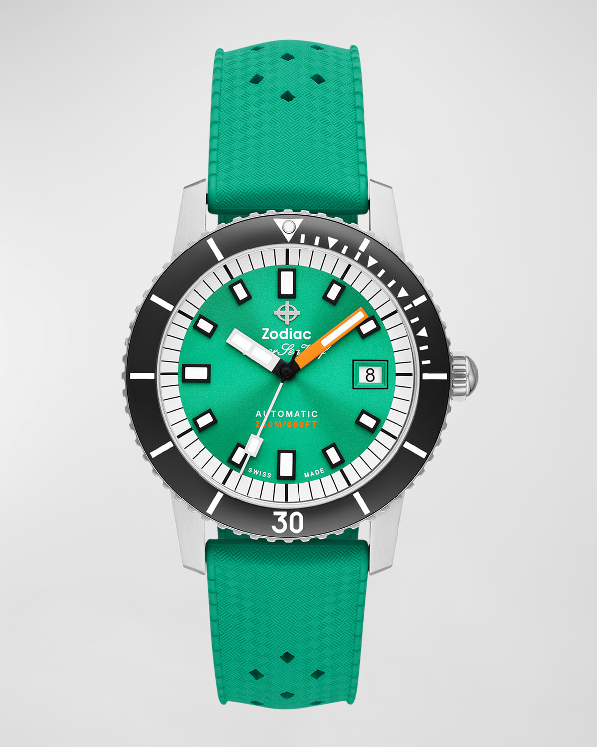 Zodiac Men's Super Sea Wolf Compression Automatic Rubber Watch, 40mm In Green