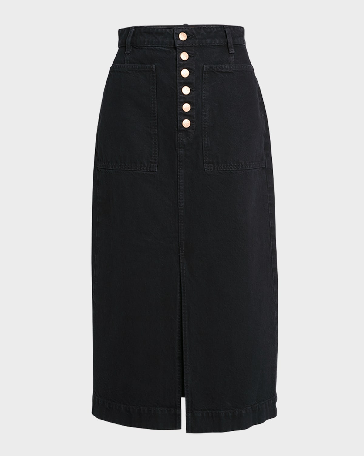 Shop Ulla Johnson The Bea Denim Midi Skirt In Noir Wash